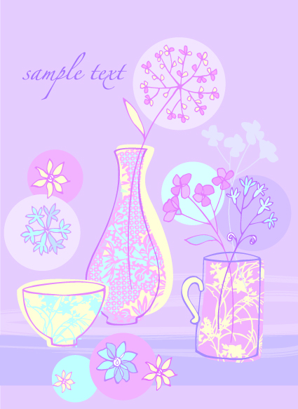 Hand drawn flowers vector backgrounds art 03