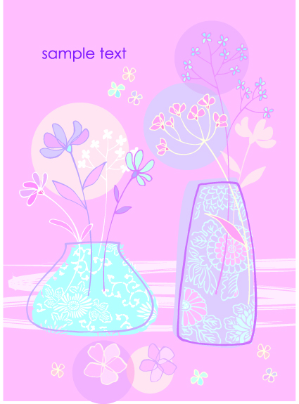 Hand drawn flowers vector backgrounds art 04