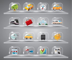 Cute glass icons vector graphics 06