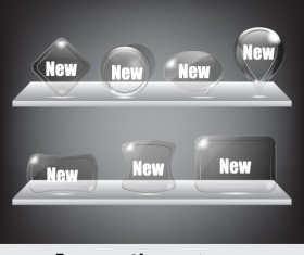 Cute glass icons vector graphics 01