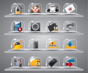 Cute glass icons vector graphics 03