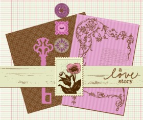 Postcard love with Stamp vector 04