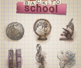 Vintage School kits vector material 02