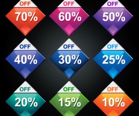 Shiny sticker discount design vector graphic 01