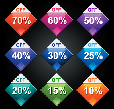 Shiny sticker discount design vector graphic 01