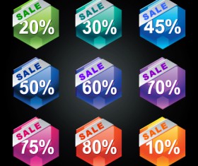 Shiny sticker discount design vector graphic 03