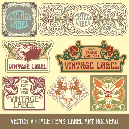 Vintage Label art design vector set 08