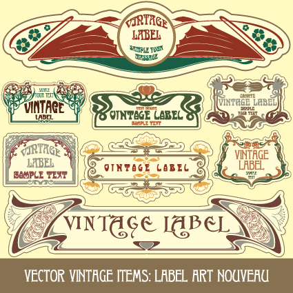 Vintage Label art design vector set 09