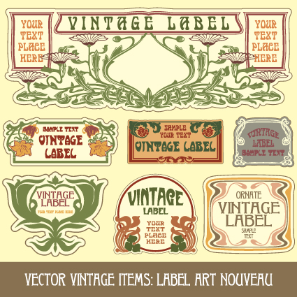 Vintage Label art design vector set 10