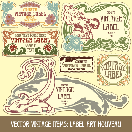 Vintage Label art design vector set 11