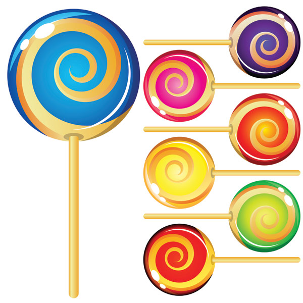 Color lollipop vector set