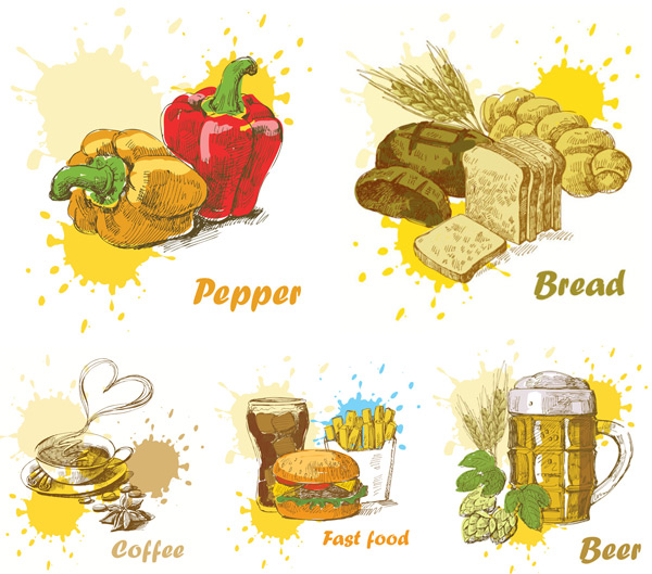 Hand-painted food art vector