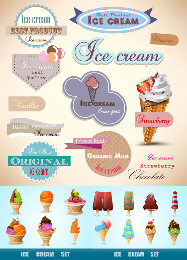 Different Ice cream Icon Vector Graphic