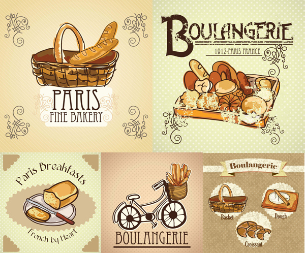 Cartoon illustration of bread vector set