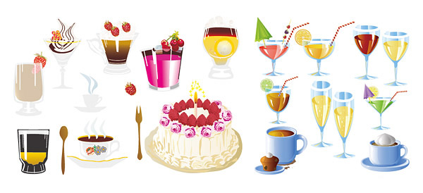 Drinks and cakes art