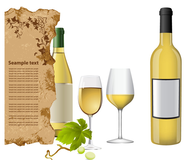 White wine bottle vector