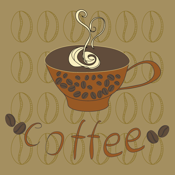 Hand-painted coffee cup vector