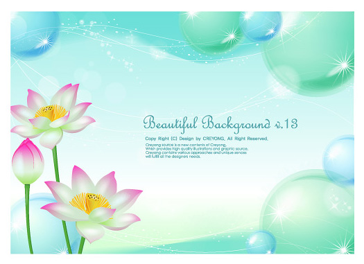 Lotus and water bubbles vector graphics