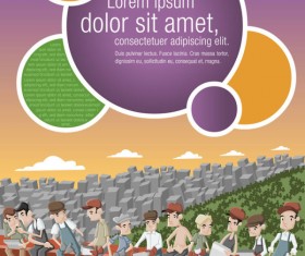 Cartoon characters and label 1 art vector