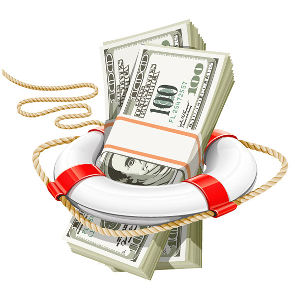 lifebuoy with dollars vector