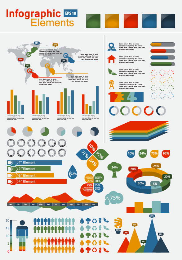 Business Graphic data report 01 vector set