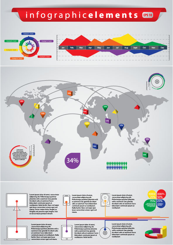 Business Graphic data report 03 vector set
