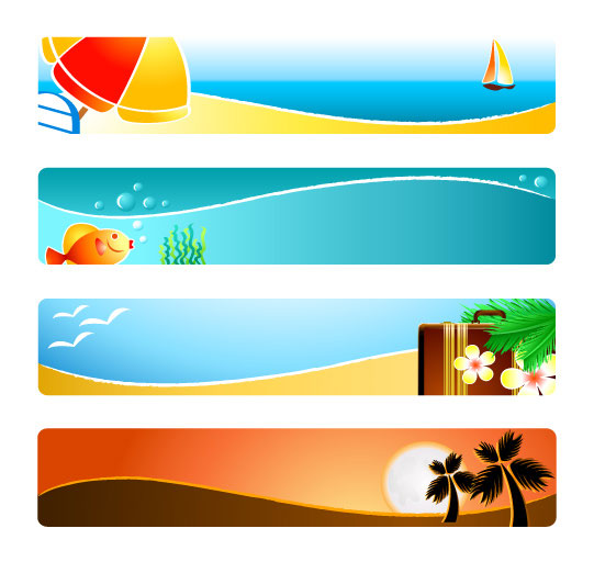Sunshine beach banner design vector