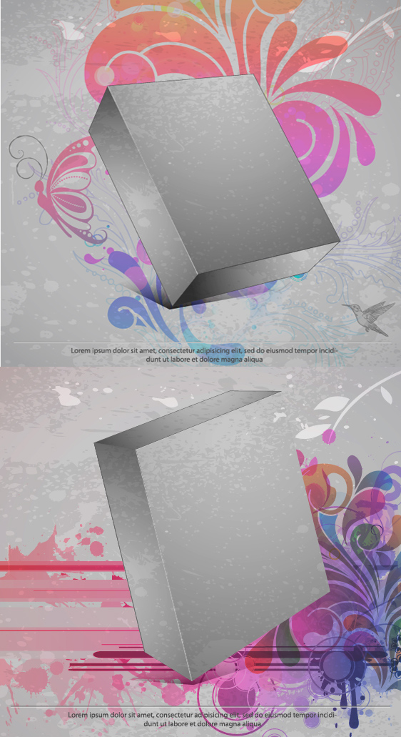 Three-dimensional box flower background 3 Vector