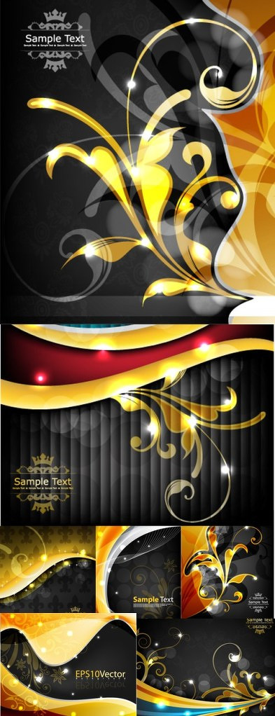 Bright gold flash flowers background vector Graphic