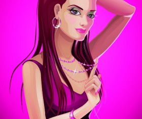 Charm girl design elements vector 03