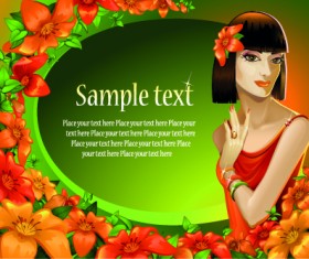 Charm girl design elements vector 04