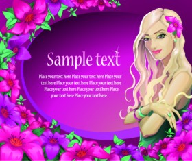 Charm girl design elements vector 05