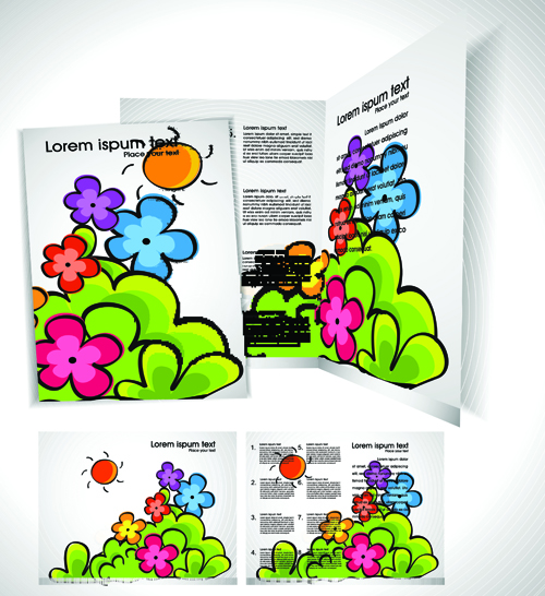Cartoon style Brochure cover template vector 03