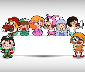 Cartoons style billboards design vector 03