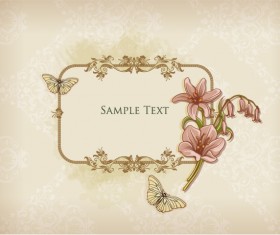 Floral Frames vector backgrounds set 06