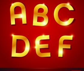 Golden paper alphabet vector art 01