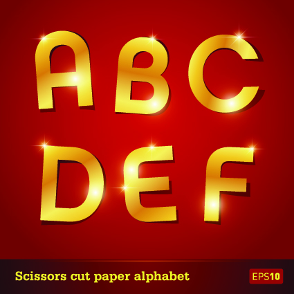 Golden paper alphabet vector art 01
