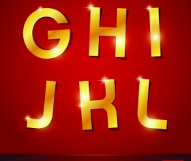 Golden paper alphabet vector art 03