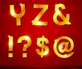 Golden paper alphabet vector art 04