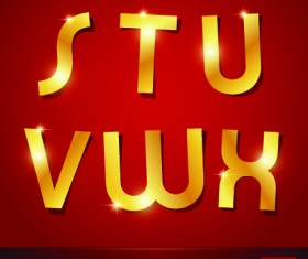 Golden paper alphabet vector art 05