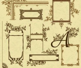 Vintage flower frame and border vector 01