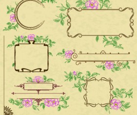 Vintage flower frame and border vector 02