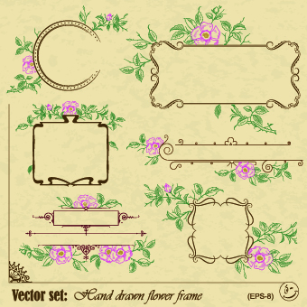 Vintage flower frame and border vector 02
