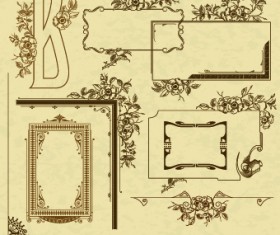 Vintage flower frame and border vector 03