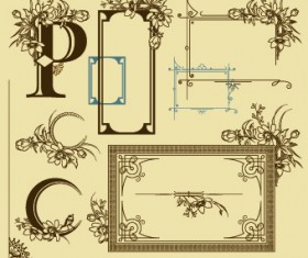 Vintage flower frame and border vector 04