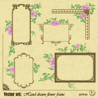 Vintage flower frame and border vector 05