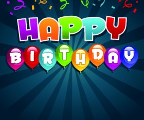 Happy birthday balloons of greeting card vector 01
