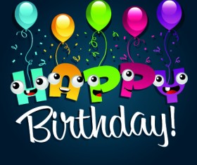 Happy birthday balloons of greeting card vector 02