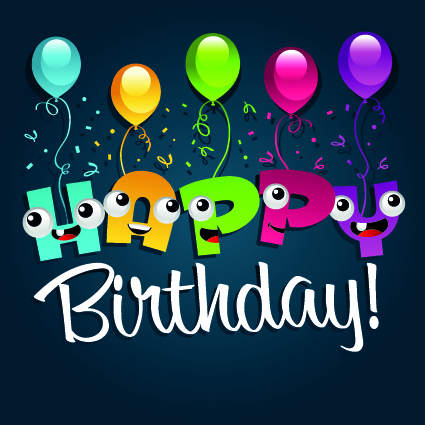 Happy birthday balloons of greeting card vector 02