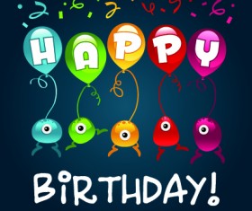 Happy birthday balloons of greeting card vector 03